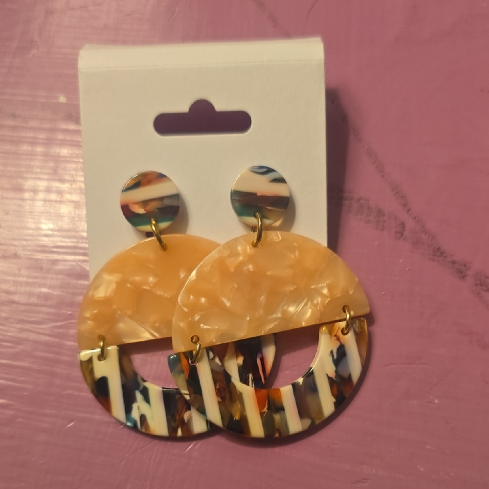 Chic Cream and Multicolor Hoop Earrings